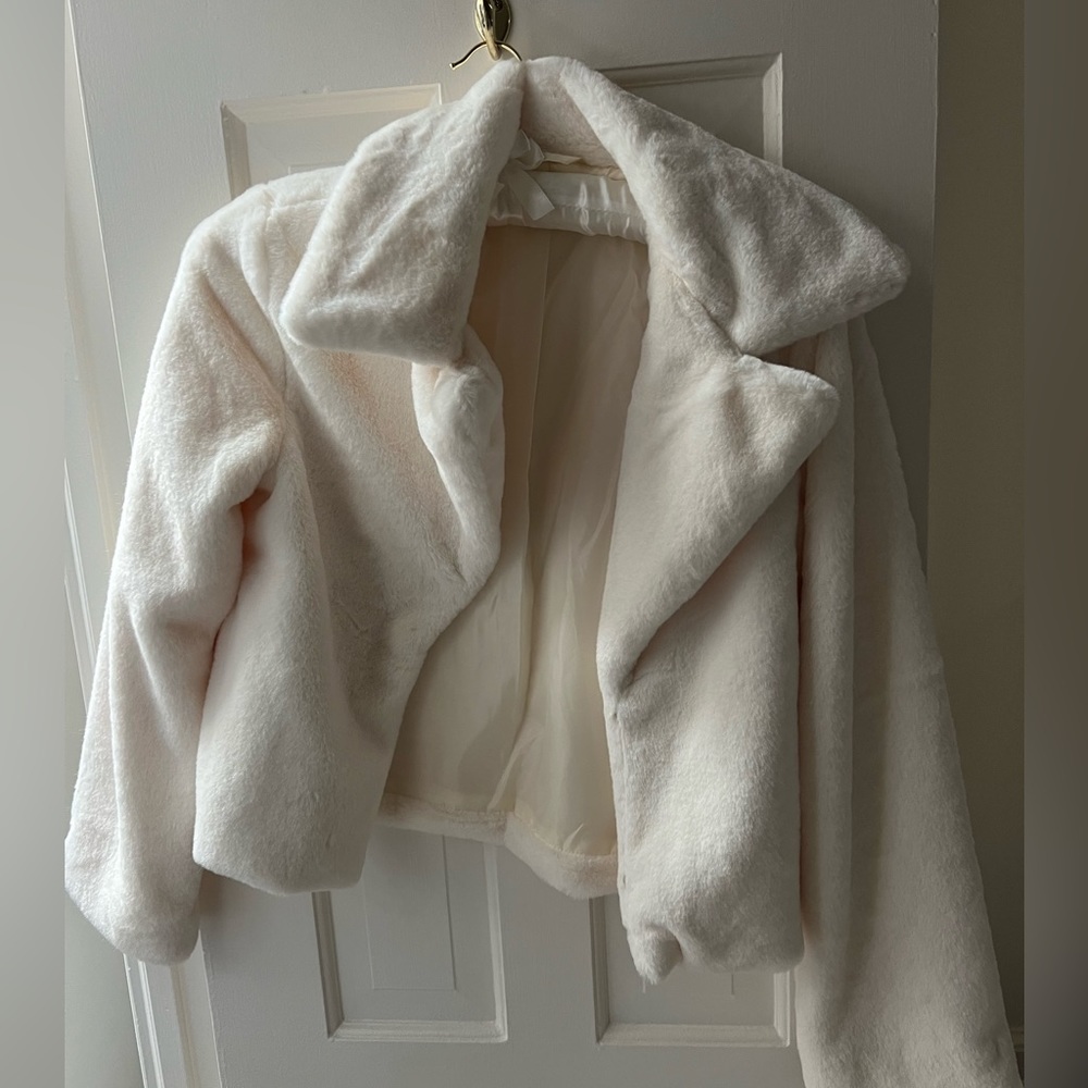 White faux fur jacket